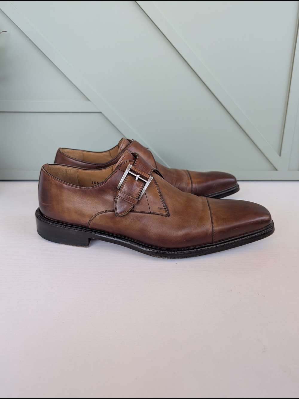 Magnanni Brown Leather Single Monk Strap Oxfords - Picture 4 of 12